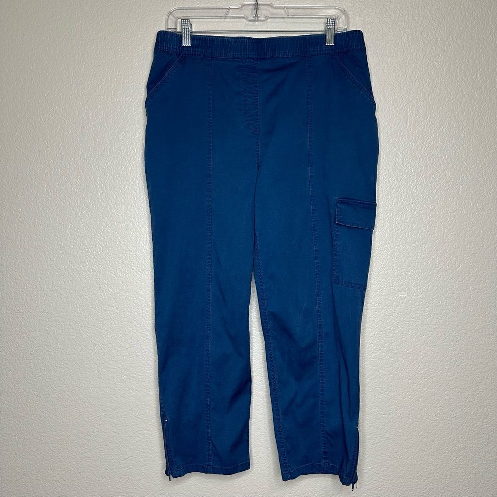 Chico’s Cotton Lyocell Blend Soft Washed Cargo Zip-Hem Crop Pants, Sz Medium